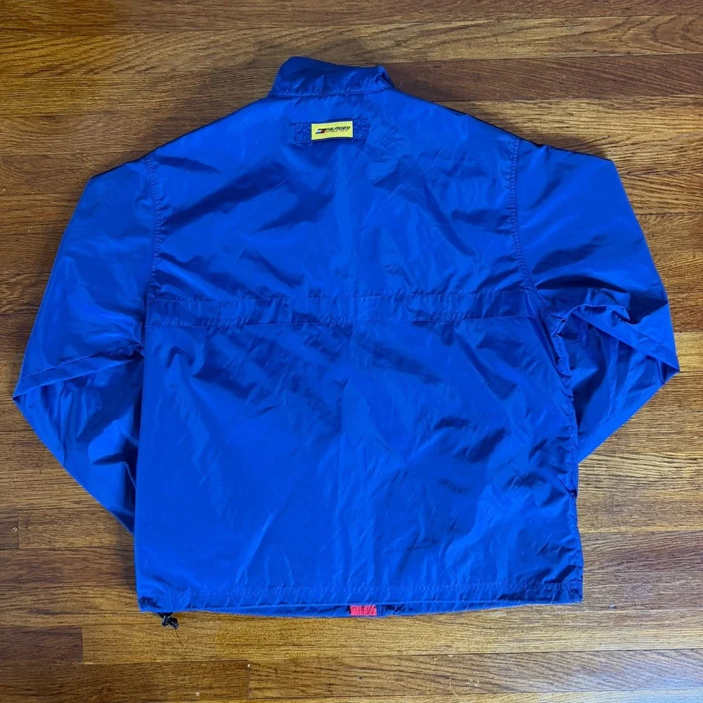 Hilfiger Athletics Vintage Men's Windbreaker Jacket Full Zip Nylon Blue Red M